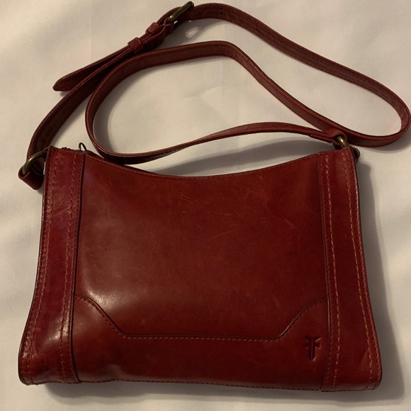 Frye Melissa Leather Zip Top Shoulder Bag, Cupid Red. - Picture 1 of 16
